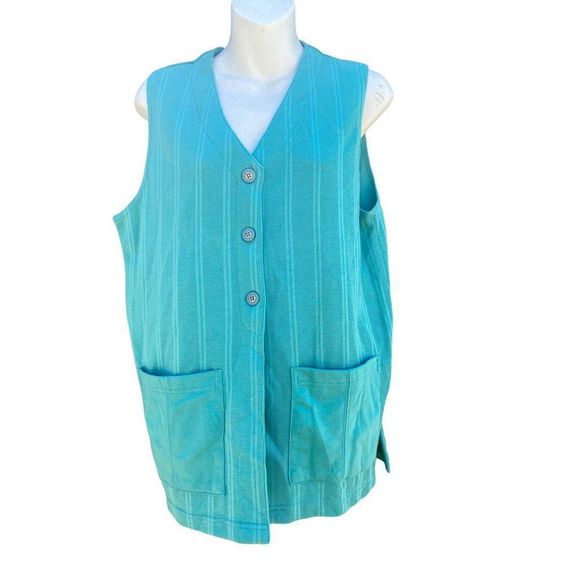 Blast Sweaters - Blast Womens Sweater Vest Green V Neck Pocket Button Side Slit Petites S New